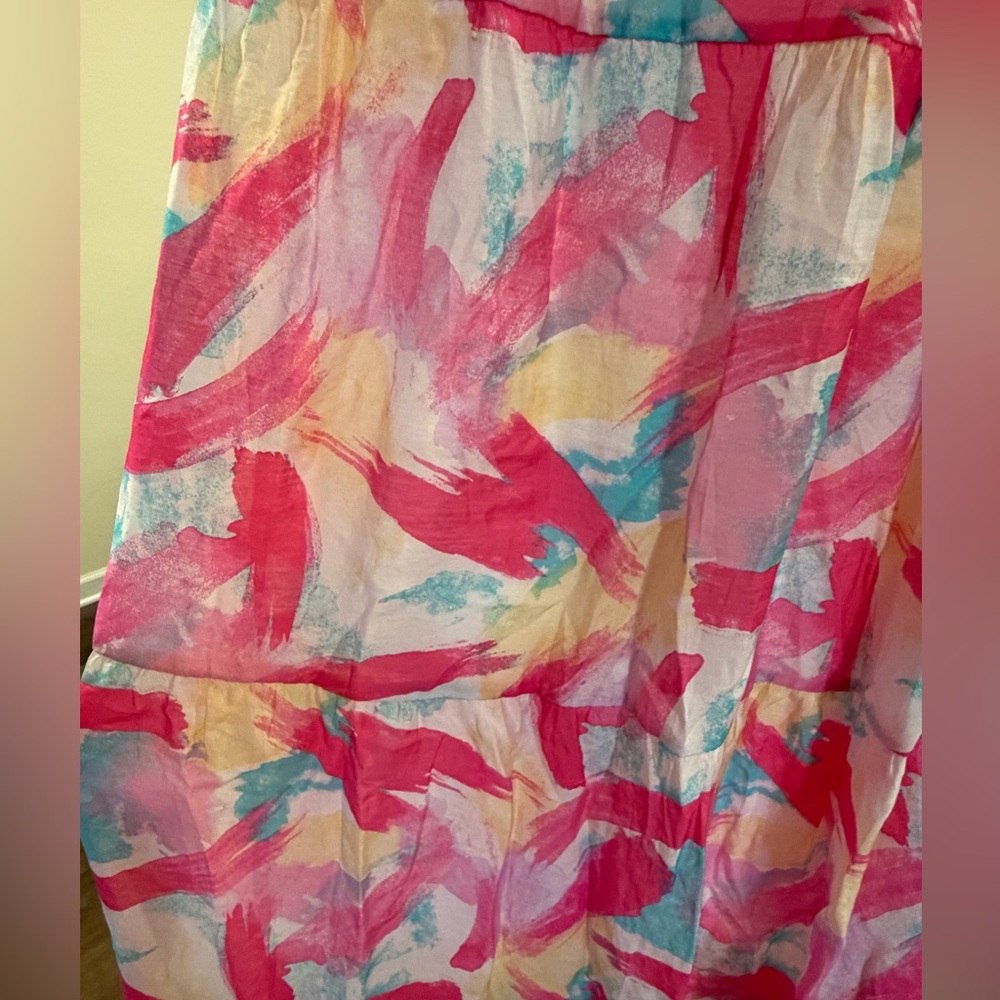 Women’s Pink Multi-Color Summer Maxi Dress - Picture 4 of 4